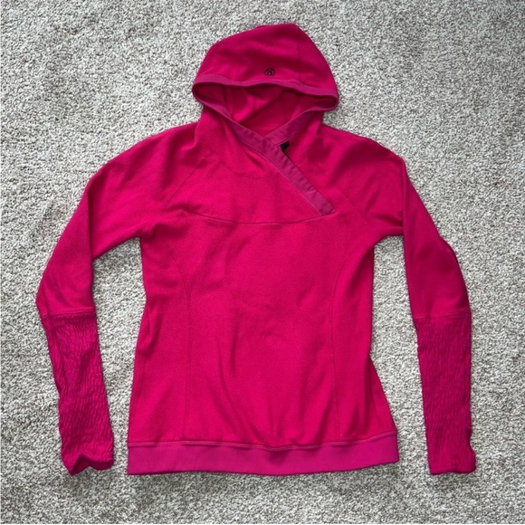 lululemon athletica Tops - Used Lululemon Magenta Hot Pink Fleece Pullover Hoodie Sweatshirt size 8
